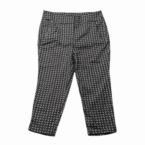 Lane Bryant Tapered Pants Womens Plus Sz 24 Black White Jacquard Stretch - Picture 1 of 10